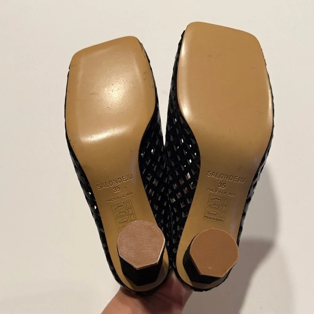 Black Heeled Mules
